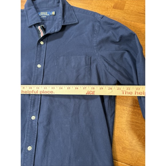 Polo Ralph Lauren Spell Out Shirt Men's Size Medium Blue Long Sleeve - Picture 10 of 14
